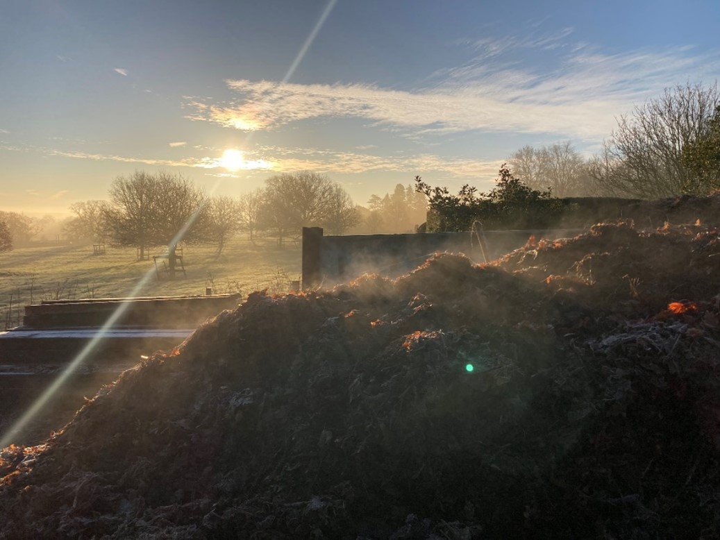 Steaming compost (Image Copyright Jim Handley)